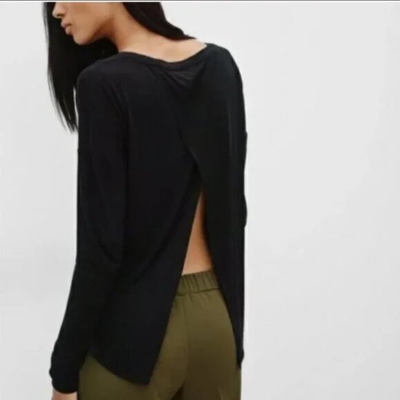 Aritzia Wilfred La Riverie Kite Open Back Long Sleeve | Gray | Size XS - Picture 9 of 10